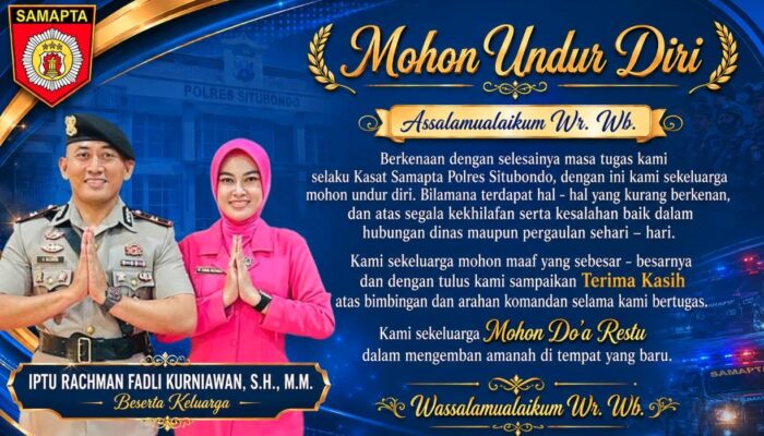 Kasat Samapta Polres Situbondo Pamit, IPTU Rachman Fadli Kurniawan Mohon Doa Restu untuk Tugas Baru